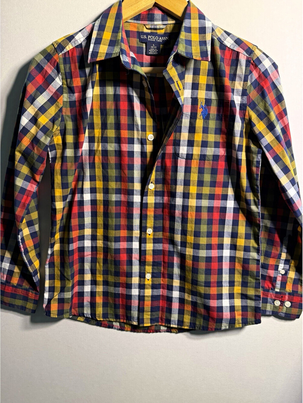 U.S. Polo Assn. Teens L Multicolor Plaid Cotton Blend Woven Button-Up Shirt